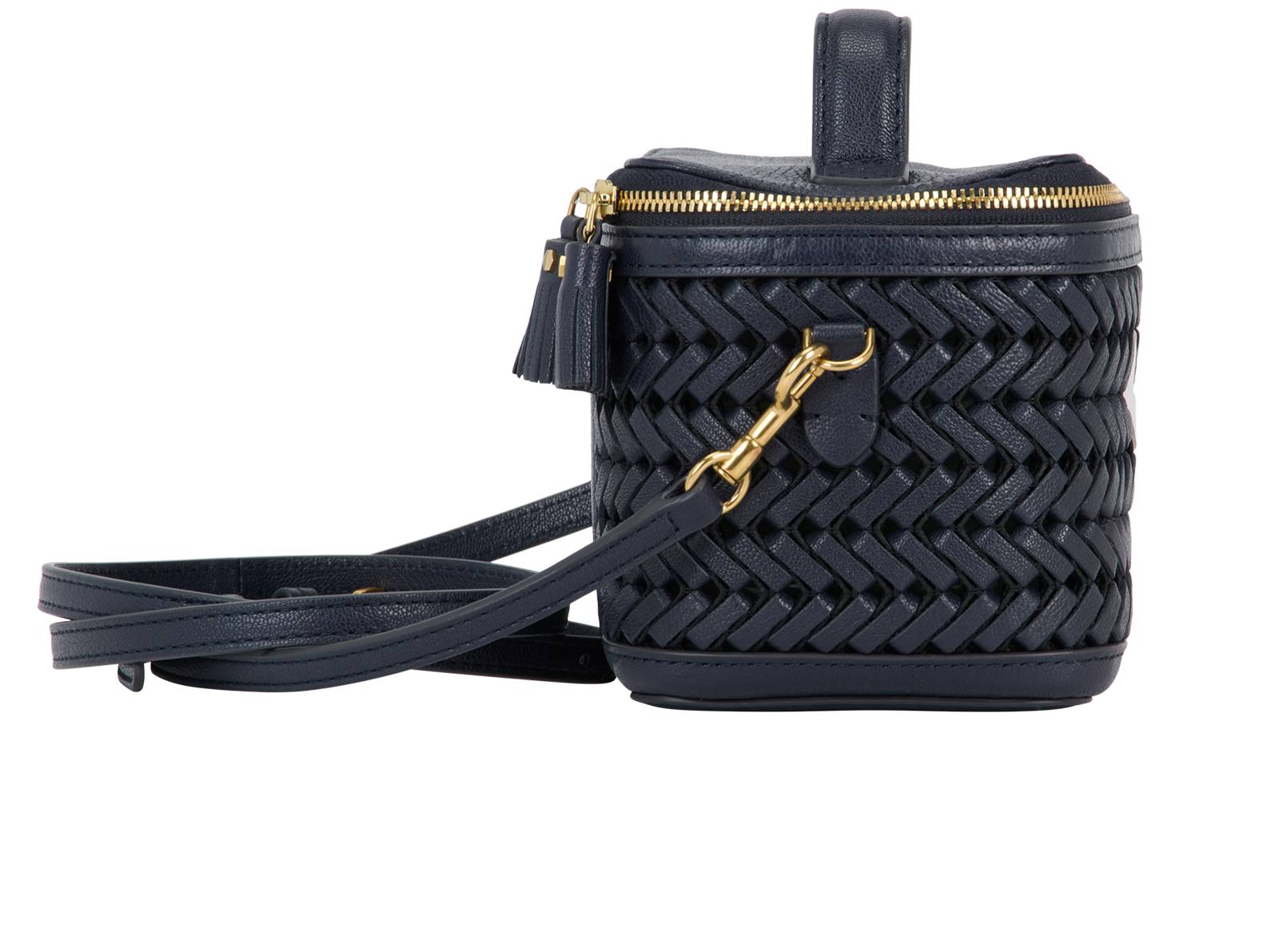 Anya Hindmarch Make Up Bag, &pound;175, Accessories, Blue, Leather, Side view